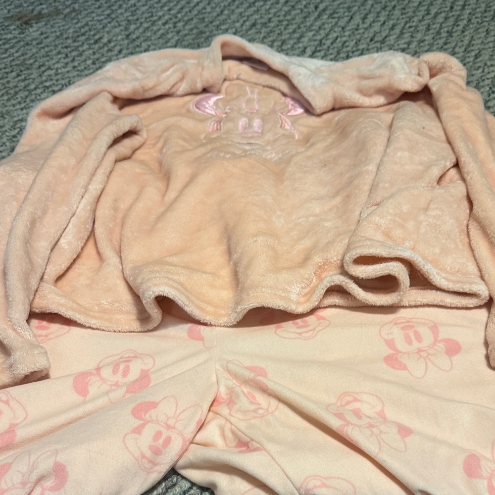 Disney Peach Pajama Set with Minnie Mouse Design